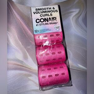 Conair Smooth & Voluminous Curls Thermal Self grip Rollers Pink 12 PK with Bag